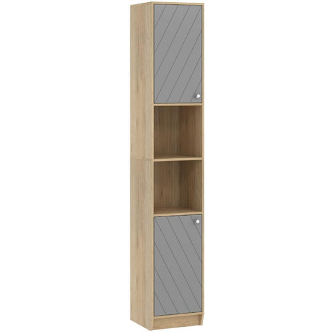 12" x 67" Cilla Linen Tower Cabinet - with Two Doors, Grey