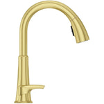 Rancho Single Handle Pull-Down Kitchen Faucet - with Soap Dispenser, Brushed Gold