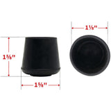 1-1/8" Black Rubber Furniture Leg Tips - 4 Pack