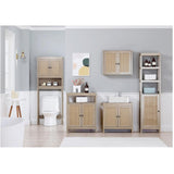 16" x 63" Arley Linen Tower Cabinet - with Single Door, Brown