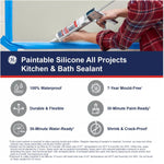 Paintable Kitchen & Bath Silicone Sealant - White, 280 ml