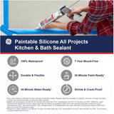 Paintable Kitchen & Bath Silicone Sealant - White, 280 ml