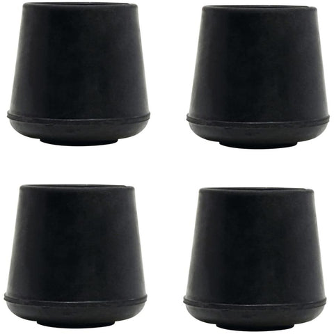 1-1/8" Black Rubber Furniture Leg Tips - 4 Pack