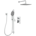 Quadrato Single Handle Pressure Balanced Shower Faucet with Rainhead + Handshower - Chrome, 2-Way Valve