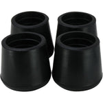 1" Black Rubber Furniture Leg Tips - 4 Pack