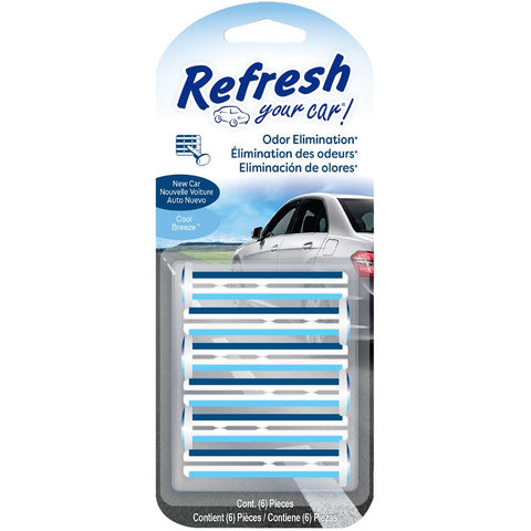 Odour Eliminator Car Vent Clip Air Fresheners - New Car/Cool Breeze, 6 Pack