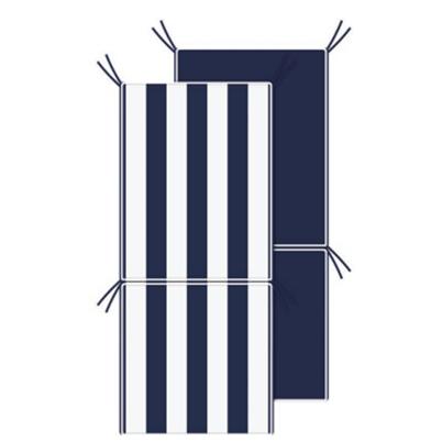 High Back Chair Cushion - Navy + Stripe