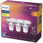 PHILIPS LED 50W GU10 Warm Glow Indoor Flood Bulb(2700K-2200K), 3-Pack - 457648