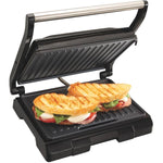 Proctor Silex 4 Serving Panini Press, Sandwich Maker and Compact Indoor Grill, Upright Storage, Easy Clean Nonstick Grids, Black (25440PS)