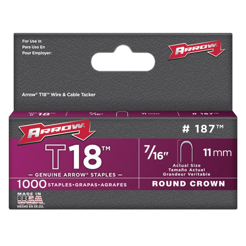 1000 Pack 7/16" Staples, for T18 Stapler