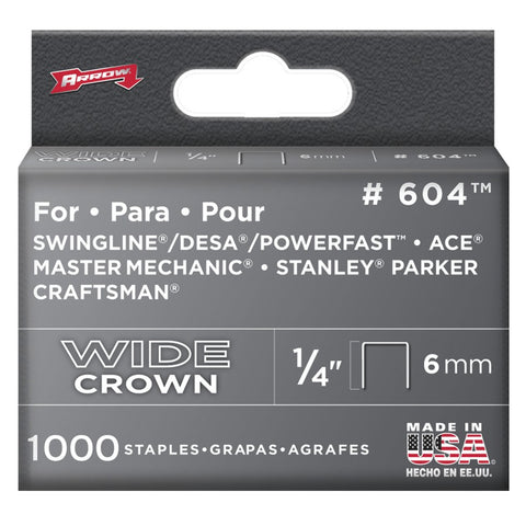 1000 Pack 1/4" Wide-Crown Staples, for #800X Stapler