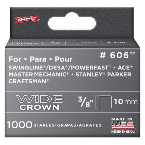 1000 Pack 3/8" Wide-Crown Staples, for #800X Stapler