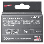 1000 Pack 1/2" Wide-Crown Staples, for #800X Stapler