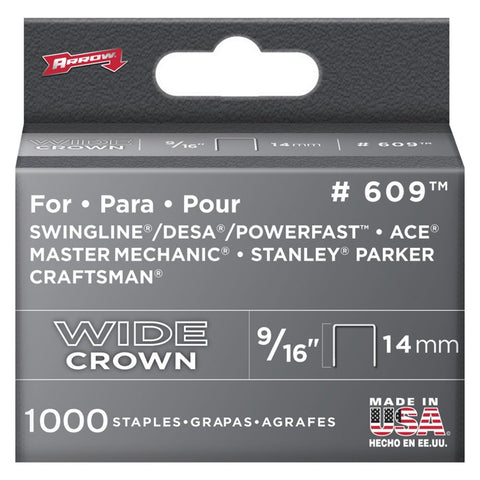 1000 Pack 9/16" Wide-Crown Staples, for #800X Stapler