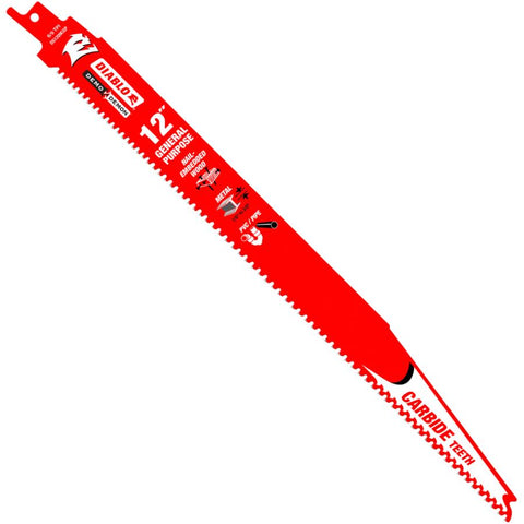 12 inch(s) 9 Tooth General Purpose Carbide Tip Reciprocating Saw Blade