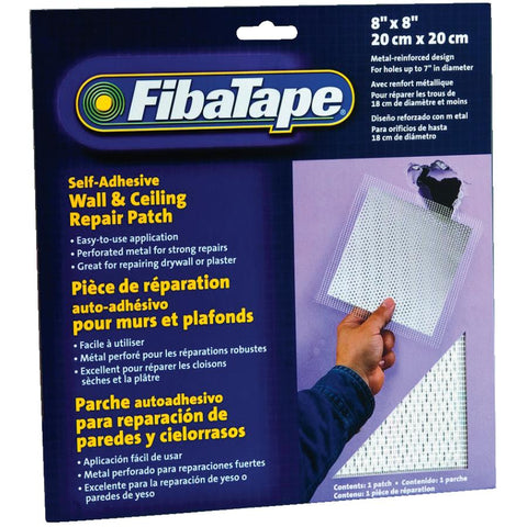 FibaTape 8 inch x 8 inch Self Adhesive Perforated Aluminum Wall and Ceiling Repair Patch