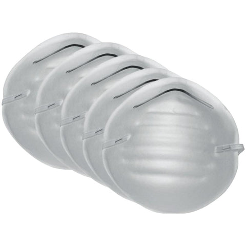 Disposable Dust Face Masks - with Flexible Nose Piece, 5 Pack