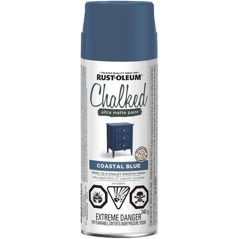 Rust-Oleum Chalked Ultra Matte Spray Paint in Coastal Blue, 340g, 302829