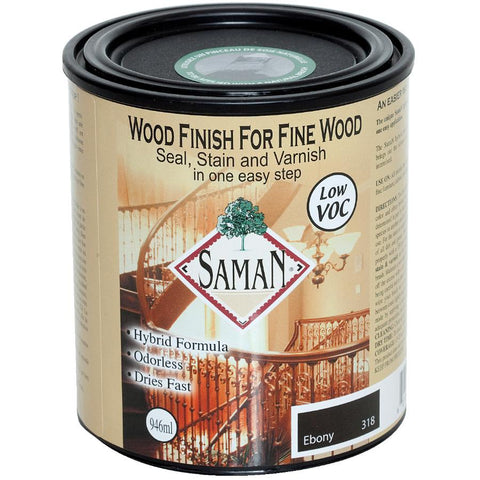 SamaN SAM-318-1L Interior One Step Wood Seal, Stain and Varnish �Oil Based Odorless Dye & Protection for Furniture, Fine Wood & Floors (Ebony SAM-318, 32 oz)