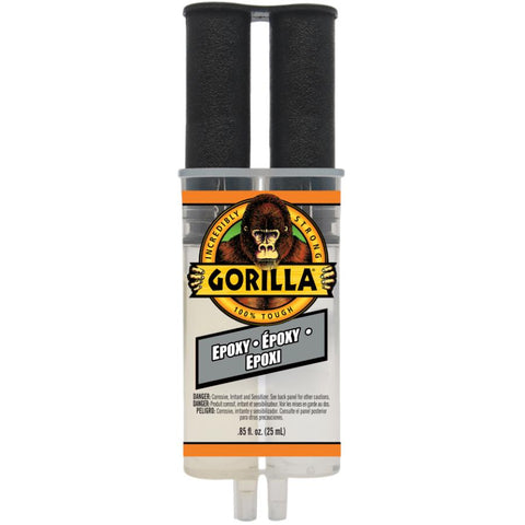 Gorilla Glue Epoxy, Dries Clear, Gap Filling, Indoor & Outdoor, Water Resistant, 5 Minute Set, Dries Clear Transparent, 0.85oz/25mL, (Pack of 1) 4200602