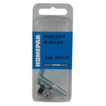 2 Pack 1/4" x 1-1/2" Zinc Plated Hanger Bolts, with Nuts