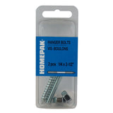 2 Pack 1/4" x 2-1/2" Zinc Plated Hanger Bolts, with Nuts