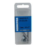 2 Pack 1/4" x 2" Zinc Plated Hanger Bolts, with Nuts