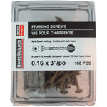 100 Pack 0.16 inch(s)  x 3 inch(s)  Wood Framing Screws