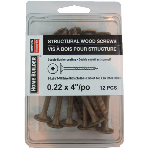 12 Pack 4" Structural Wood Screws