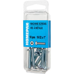 10 Pack #10-32 x 1" Zinc Plated Round Machine Screws