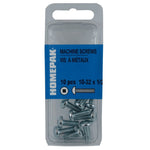 10 Pack #10-32 x 1/2" Zinc Plated Round Machine Screws
