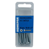 10 Pack #10-32 x 2" Zinc Plated Round Machine Screws