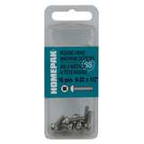 10 Pack #6-32 x 1/2" Stainless Steel Round Machine Screws