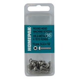 10 Pack model number 8-32 x 1/2" Stainless Steel Round Machine Screws
