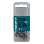 10 Pack #8-32 x 1" Stainless Steel Round Machine Screws