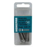 10 Pack #8-32 x 2" Stainless Steel Round Machine Screws