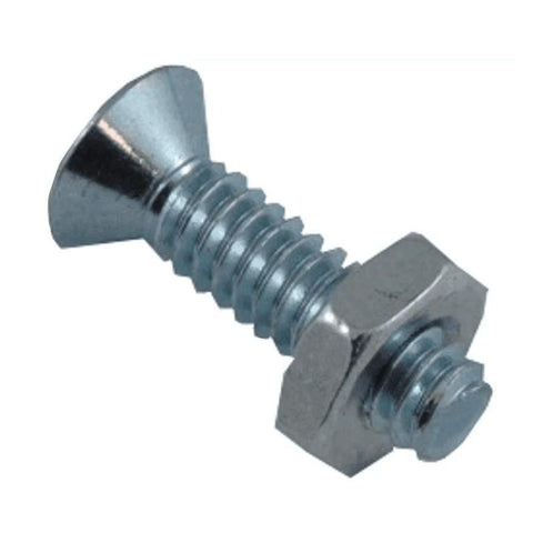 10 Pack 6-32 x 1" Zinc Plated Flat Head Machine Screws, with Nuts