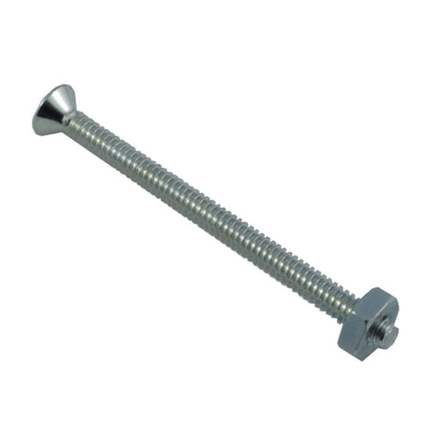 10 Pack 6-32 x 2" Zinc Plated Flat Head Machine Screws, with Nuts