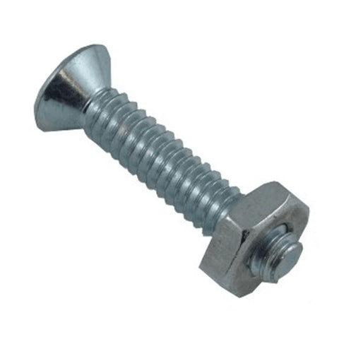 10 Pack 10-24 x 1" Zinc Plated Flat Head Machine Screws, with Nuts