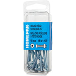 10 Pack 6-32 x 1-1/2" Zinc Plated Round Head Machine Screws, with Nuts
