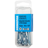 10 Pack 6-32 x 1-1/2" Zinc Plated Round Head Machine Screws, with Nuts
