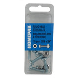 10 Pack 10-24 x 3/4" Zinc Plated Round Head Machine Screws, with Nuts