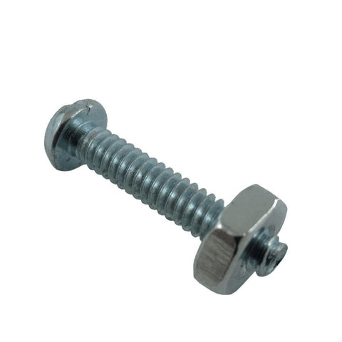 10 Pack 10-24 x 1" Zinc Plated Round Head Machine Screws, with Nuts