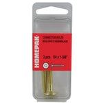 2 Pack 1/4" x 1-5/8" Brass Plated Connector Bolts