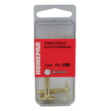 2 Pack 1/4" x 30mm Brass Plated Connector Bolts