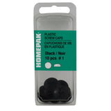 10 Pack #1 Black Plastic Screw Caps