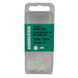 10 Pack #1 White Plastic Screw Caps