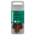10 Pack #10-1/4" Brown Plastic Screw Caps