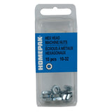 10 Pack #10-32 Zinc Plated Machine Hex Nuts