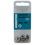 10 Pack #10-24 18.8 Stainless Steel Machine Hex Nuts